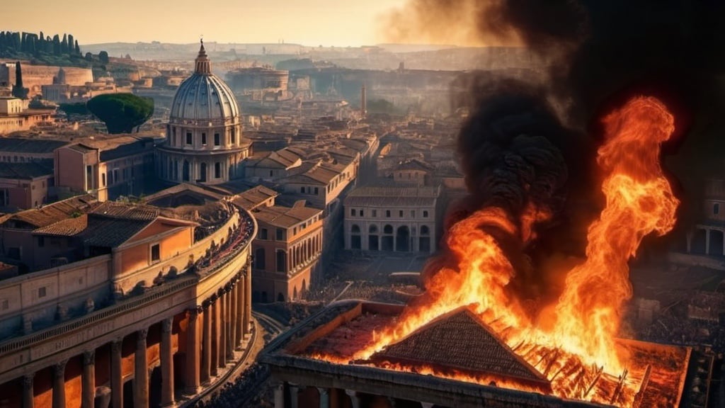 Prompt: ancient rome burning, in 4k HD quality