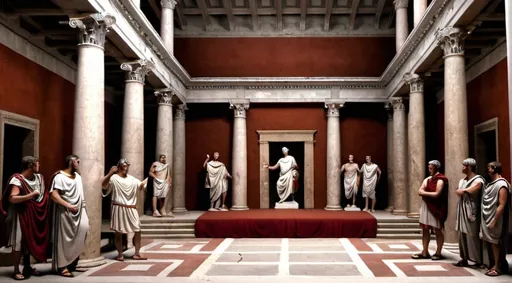 Prompt: roman senators inside the ancient roman senate building