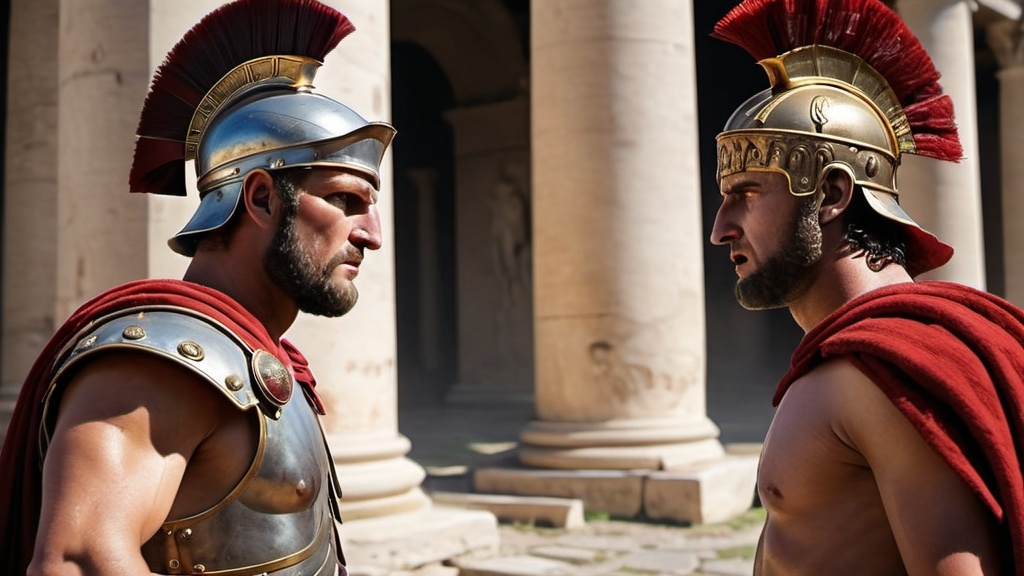 Prompt: A power struggle between different wannabe emperors of the roman empire, in 4k HD quality