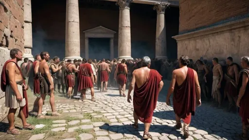 Prompt: poor citizens in ancient rome, in 4k HD quality