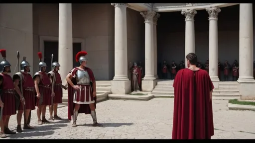 Prompt: The assasination of roman emperor Caligula by members of the preatorian guard, in 4k HD quality