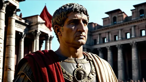 Prompt: Roman emperor trajan standing proudly with roman buildings behind him. Faces look extremely realistic and in 4k HD quality