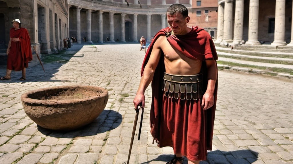 Prompt: a poor citizen of the roman empire