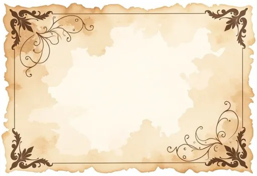 Prompt: travel photo frame. postal card. An elegantly aged piece of stationery unfolds with intricate patterns beneath a soft beige hue, surrounded by a delicate, torn-edged border that enhances its vintage charm. The corners are adorned with rich, dark brown decorative accents, adding a touch of sophistication to the overall presentation. The background features faint swirling motifs that evoke a sense of nostalgia while the light imperfections suggest a timeworn quality, inviting a closer look. This blank canvas beckons for personal writing or mementos, embodying a timeless elegance that hints at stories waiting to be told. The gentle, muted tones and subtle textures create a serene, inviting mood, perfect for capturing cherished memories.