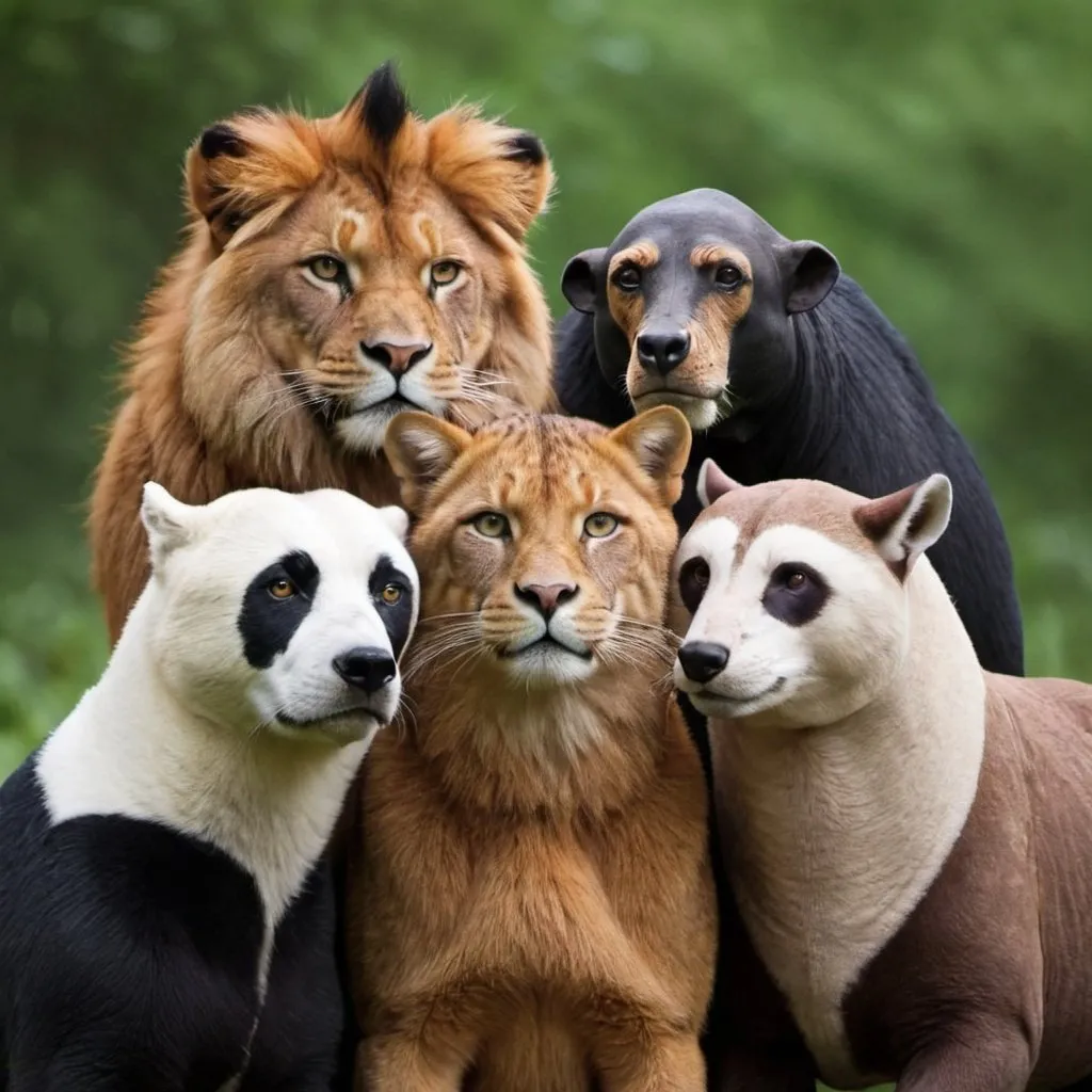 Prompt: 4 animals merge
