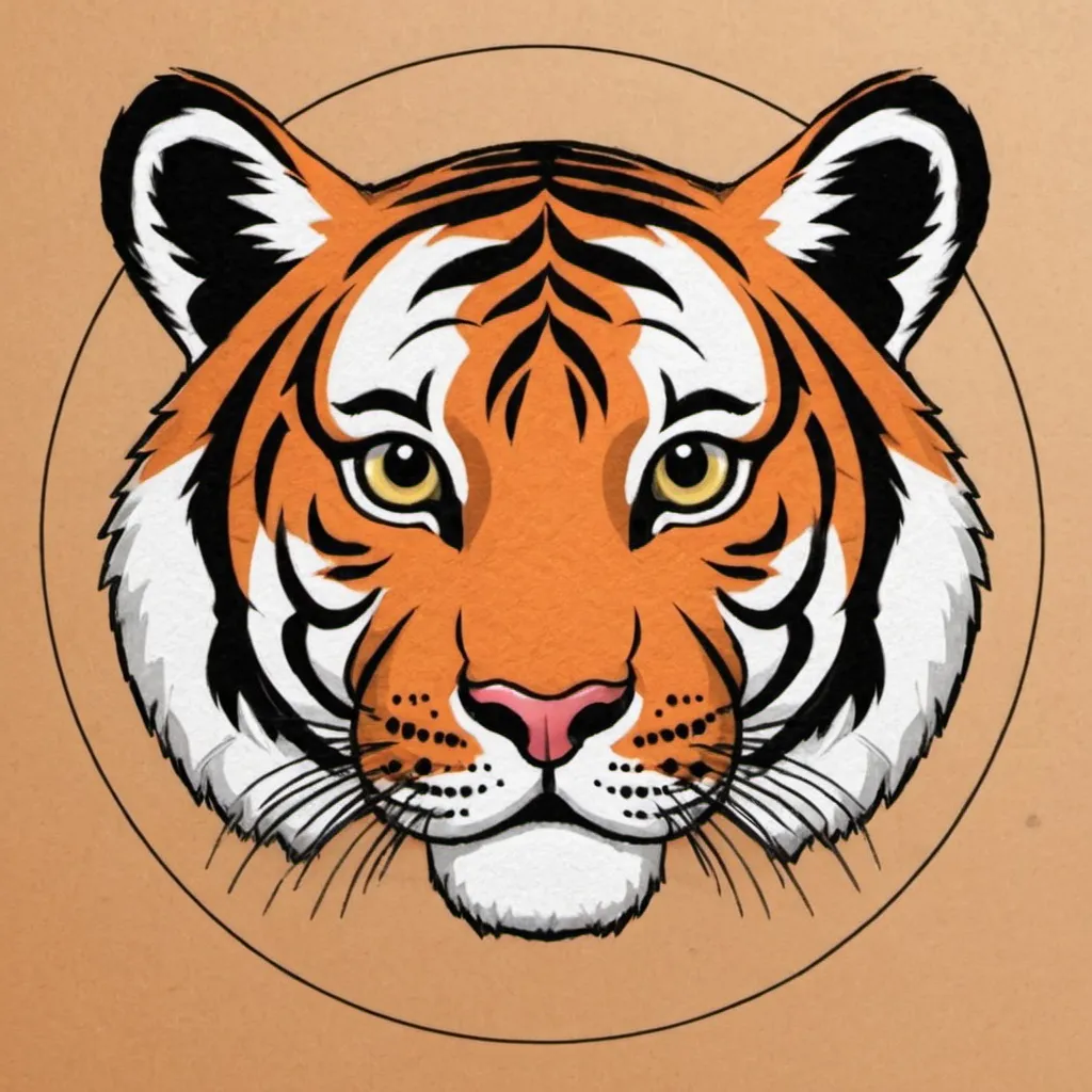 Prompt: Identify the key features of the tiger you want to represent using circles. For example, use circles for the head, body, paws, and tail. Draw these circles on your rough draft. Make the  tiger nose a circle . You need at least 6 circles . make everything a circle 
 