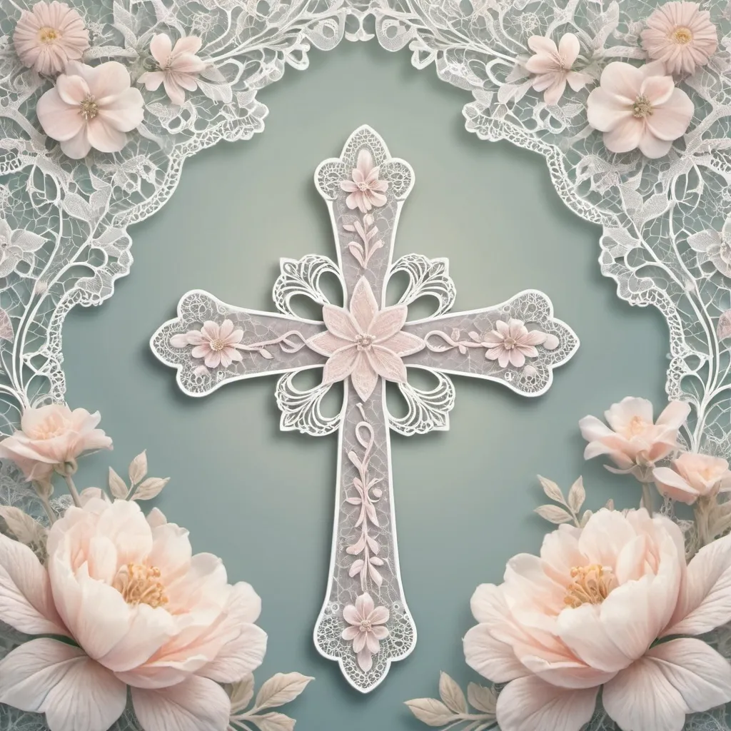 Prompt: Lace and floral cross 
