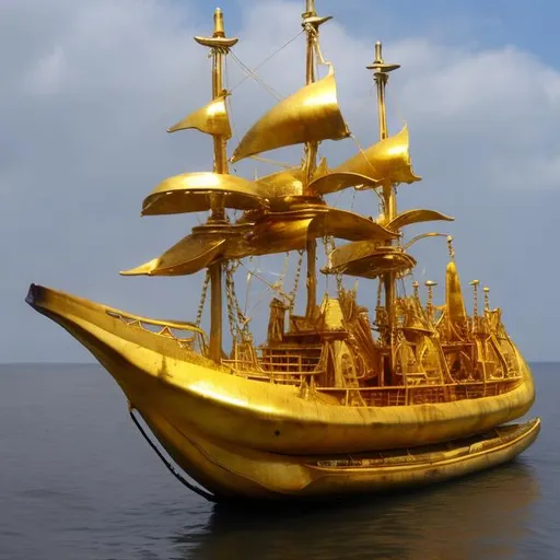 Prompt: Golden banana ship