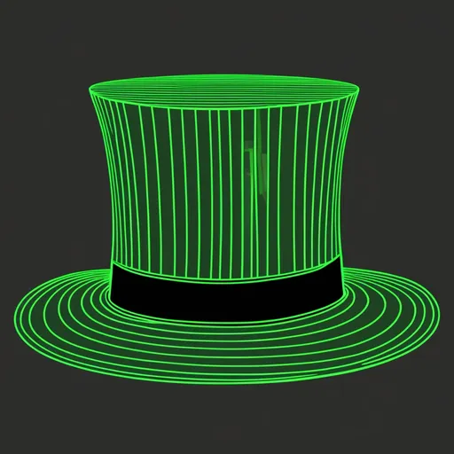 Prompt: make a hat that is built out of green lines, so it is kind of transparent and add no bg, it looks like a top hat and do it front a front view