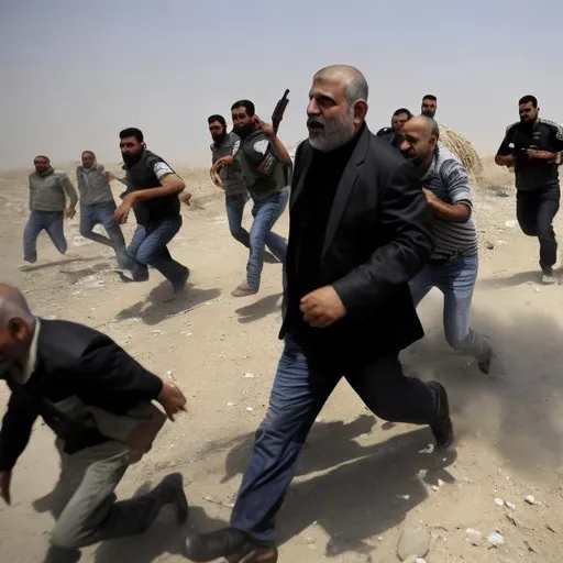 Prompt: The escape of Hamas leaders from Gaza in the war between Israel and Palestine