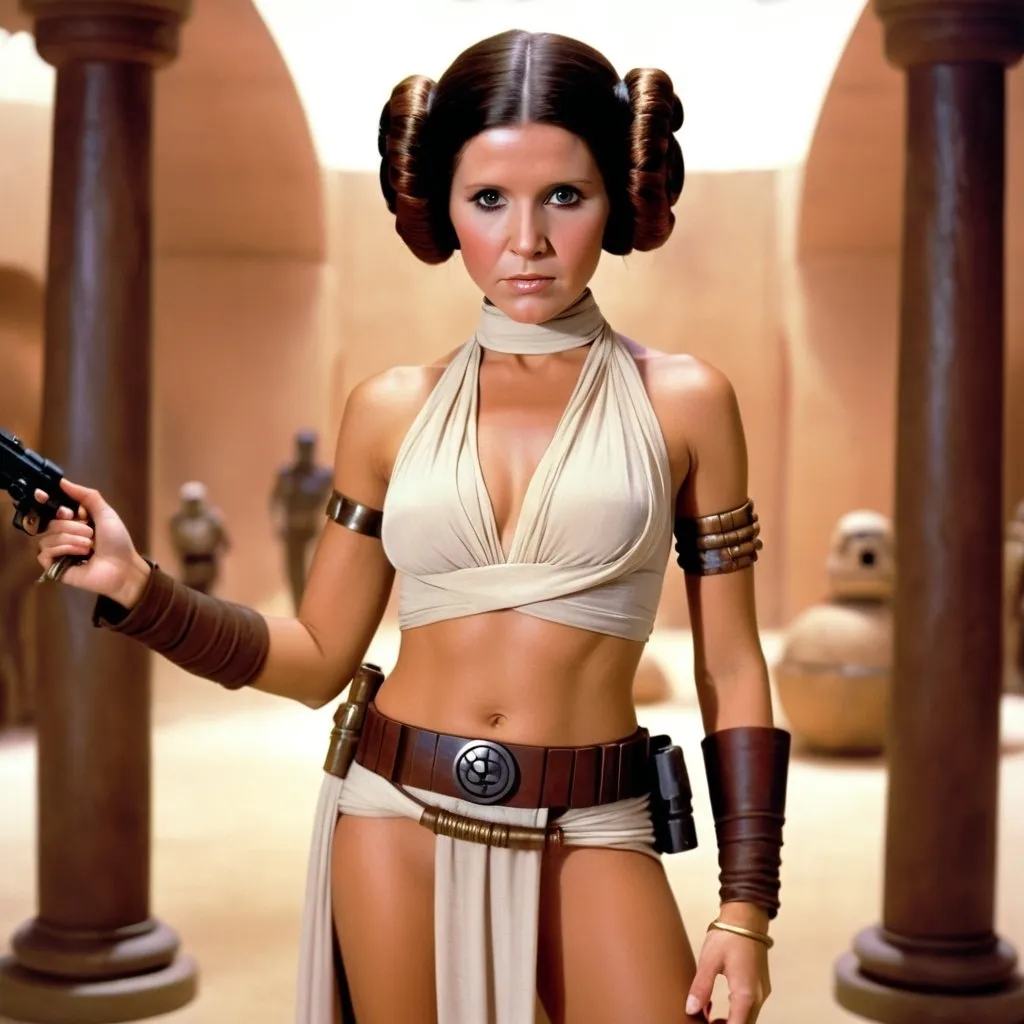 Prompt: Princess Leia in slave outfit