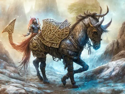 Prompt: Fantasy illustration of a resilient warrior, vibrant magical aura, ancient runes etched on armor, determined expression, mystical forest backdrop, ethereal lighting, high quality, detailed fantasy style, resilient warrior, vibrant magical aura, ancient armor, determined expression, mystical forest, ethereal lighting, fantasy, highres, detailed, mystical, vibrant, resilient, ancient runes