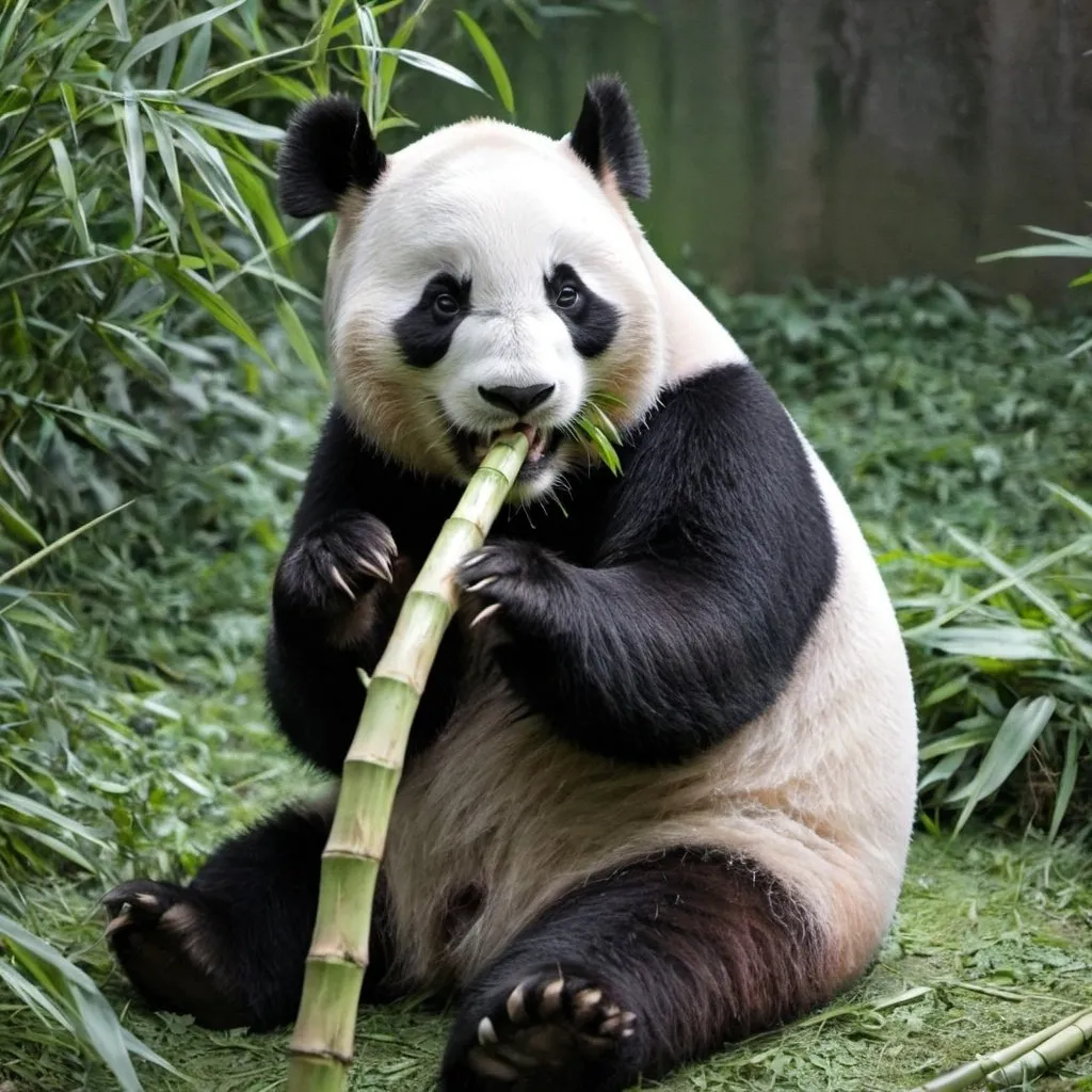 Prompt: Un panda comiendo bambú 