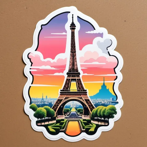 Prompt: la torre eiffel con paisaje anime detrás
