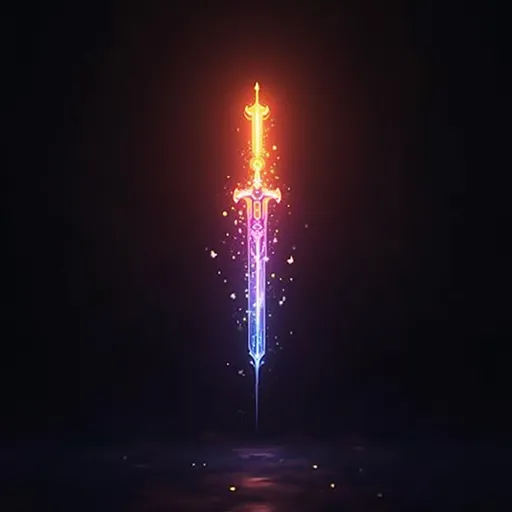 Prompt: sprite glowing sword logo design