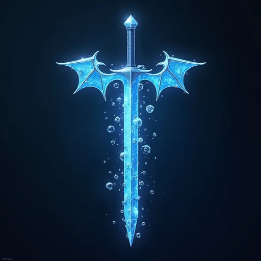 Prompt: ice dragon sword logo design
