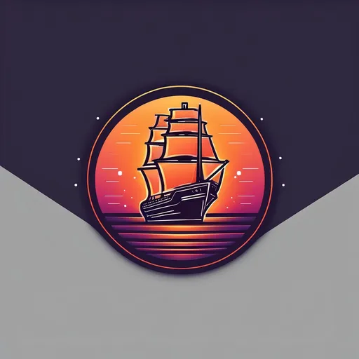 Prompt: ship glowing logo design