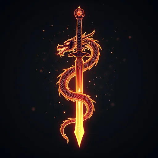 Prompt: electric dragon sword logo design