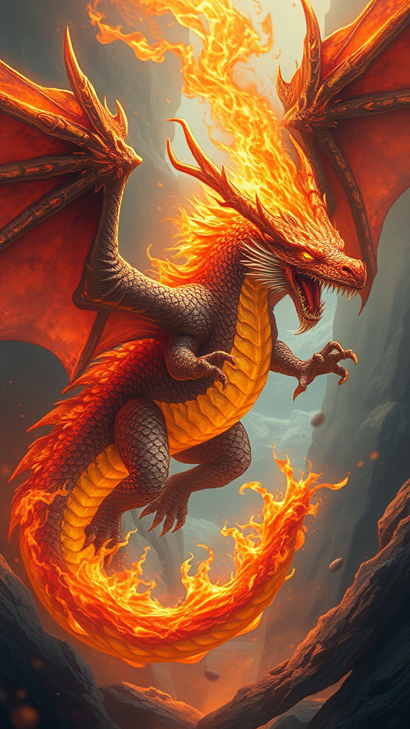 Prompt: dragons fantasy art fire elemental magma dragon