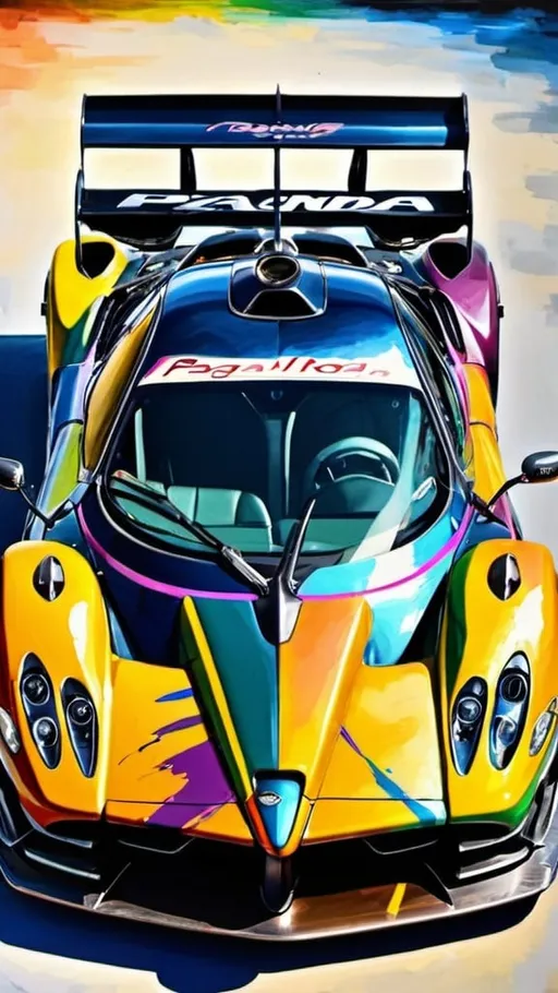 Prompt: Pagani Zonda R car in Expressionism painting