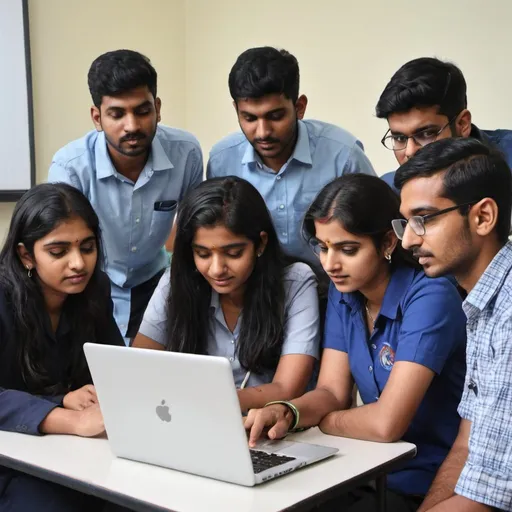 Prompt: indian students learning management skills in a group