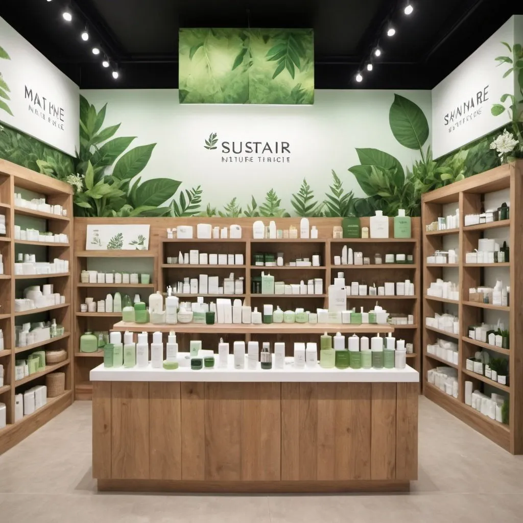 Prompt:  a nature theme store selling skincare
