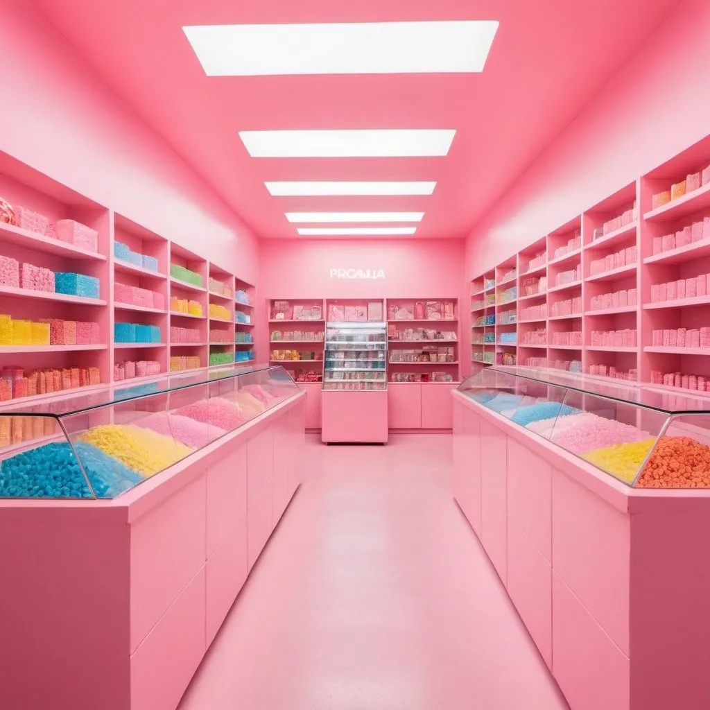 Prompt: a candy colour shop made from plastics
