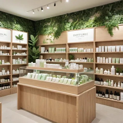 Prompt:  a nature theme store selling skincare
