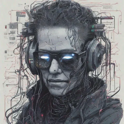 Prompt: neuromancer character hd case realistic cyberware cyberdeck cyberpunk laptop handheld wires gritting teeth explosions wearable