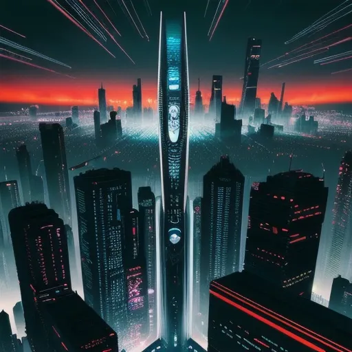 Prompt: futuristic, fantastic, cyberpunk style, cityscape, vibrant, skyline, photorealistic