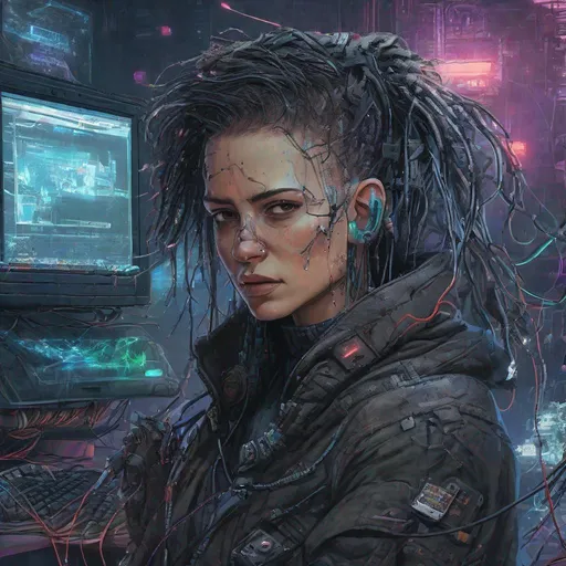 Prompt: neuromancer character hd case realistic cyberware cyberdeck cyberpunk laptop handheld wires gritting teeth explosions wearable