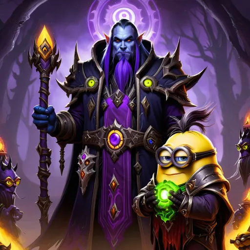 Prompt: World of warcraft Warlock with his minion