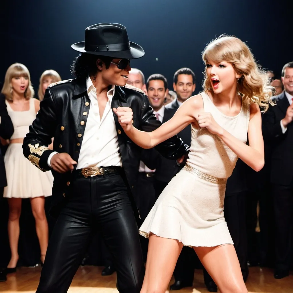 Prompt: Micheal Jackson dancing with Taylor swift 