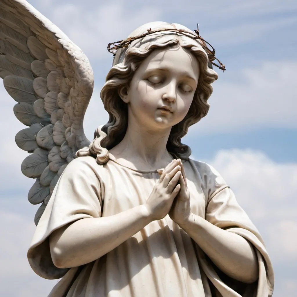 Prompt: A sculpture figure of a holy angel 