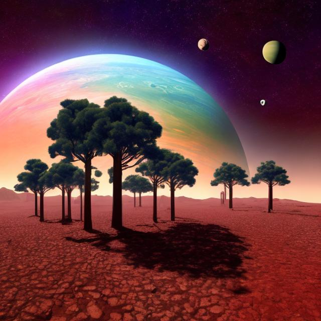 Prompt: make a picture of trees in the planets
