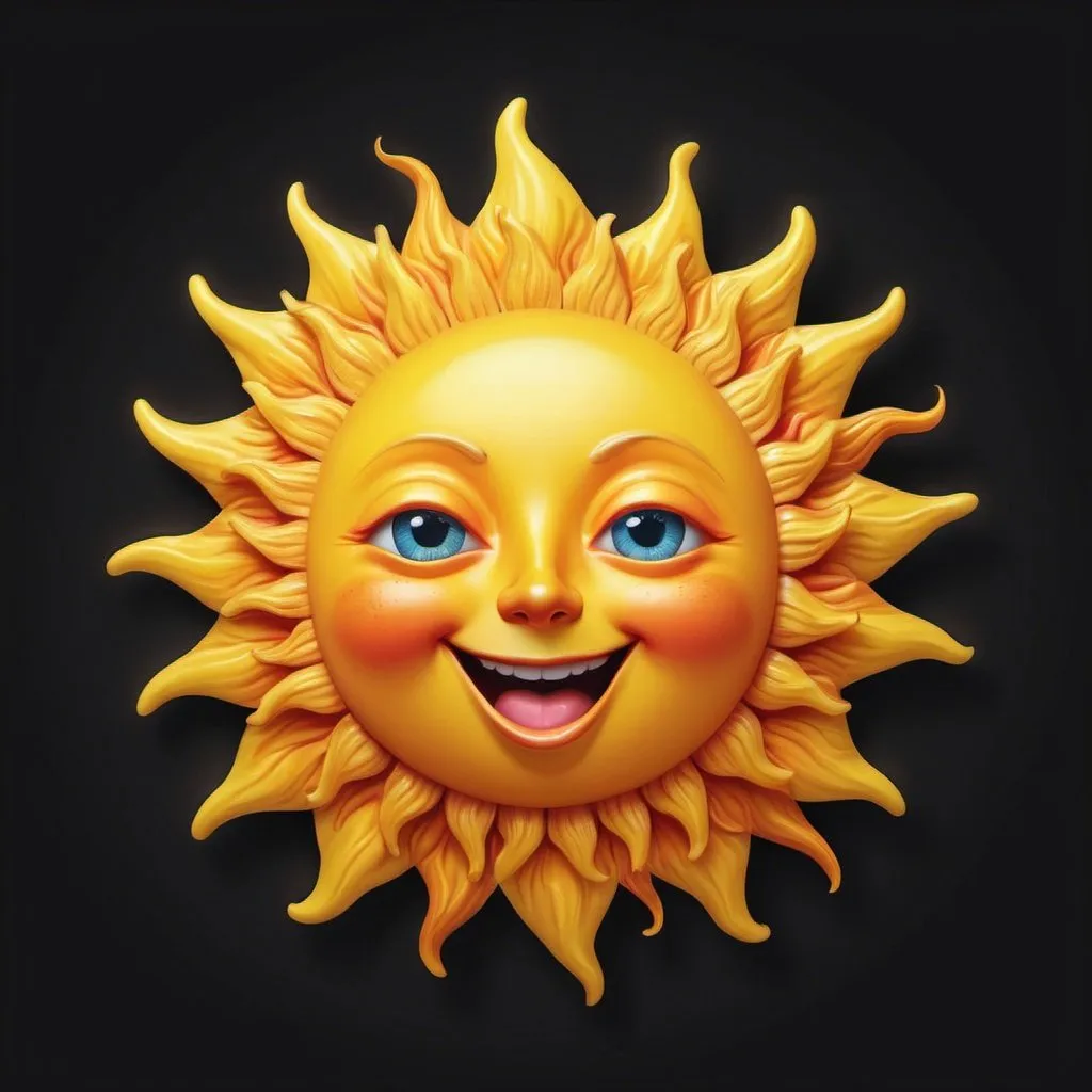 Prompt: A bright crisp realistic 
happy sun with eyes and a mouth 

