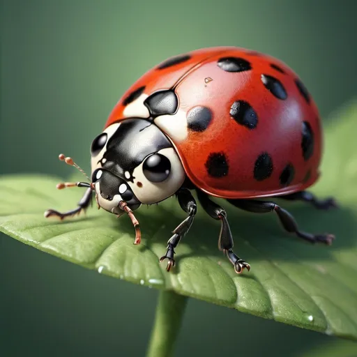 Prompt: A realistic
 girly ladybug with eyes and a mouth
