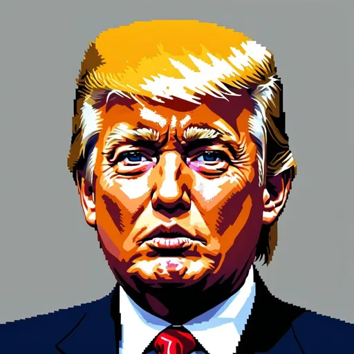 Prompt: Donald Trump meme pixel art