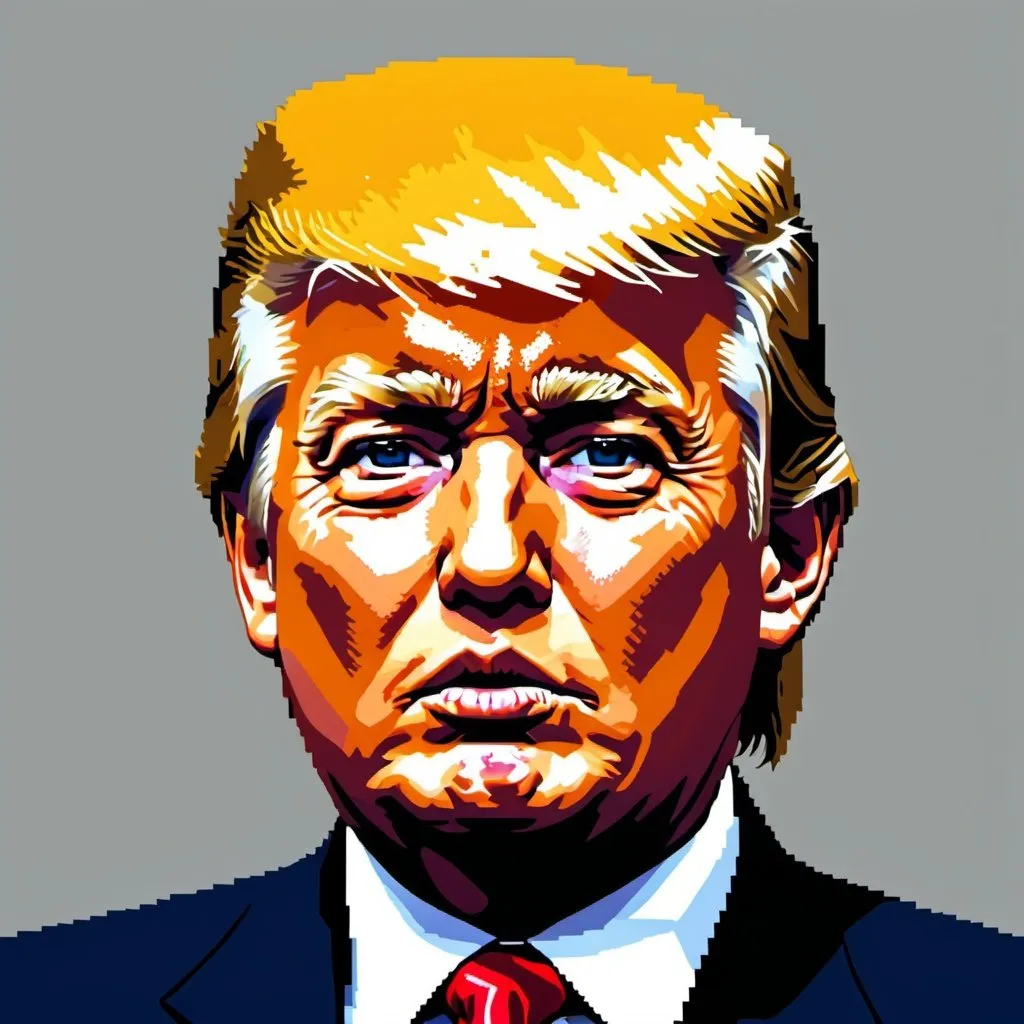 Prompt: Donald Trump meme pixel art