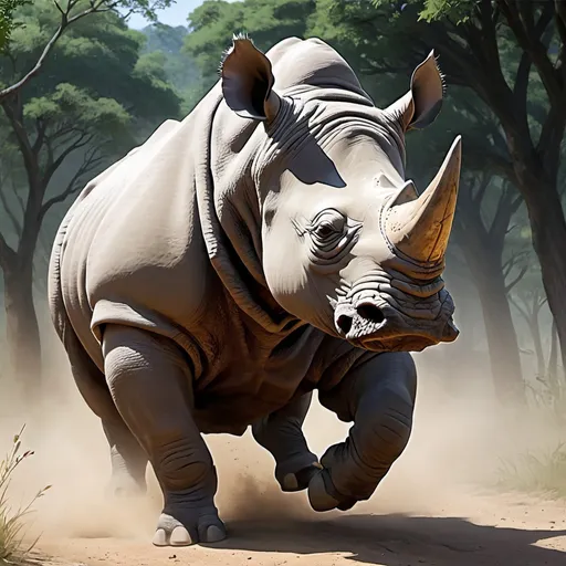 Prompt: Anime Rhino Charging