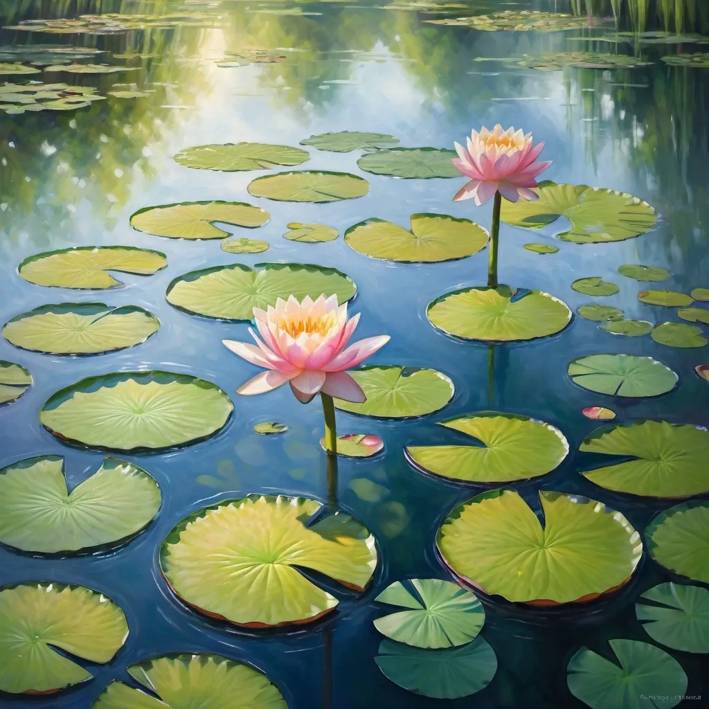 Prompt: water lilies in pond