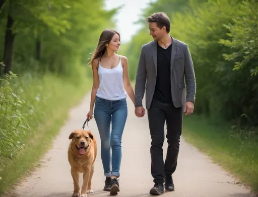 Prompt: 
Walking with a beautiful girl