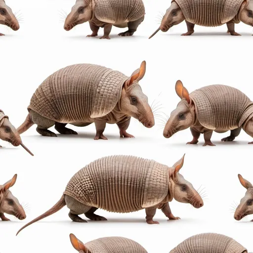 Prompt: Armadillos with pure white background