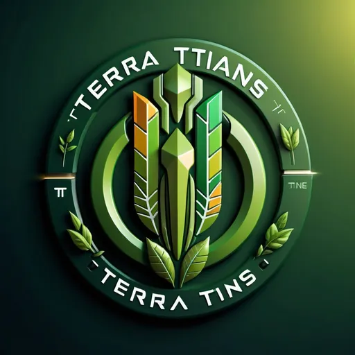 Prompt: Futuristic team logo/brand image for the team “TERRA TITANS” supporting sustainable living, hi-tech design, vibrant natural colors, detailed and intricate, 3D rendering, eco-friendly theme, professional quality, innovative. Ensure team name is clearly present in block lettering.