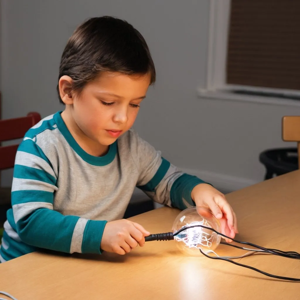 Prompt: A child is learning about electricity 