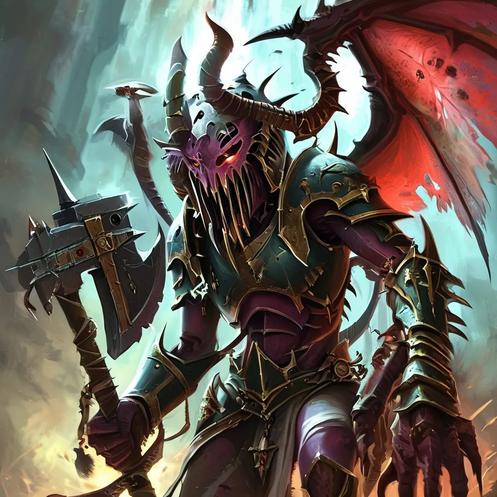 Prompt: Slaanesh warhammer fantasy demons art