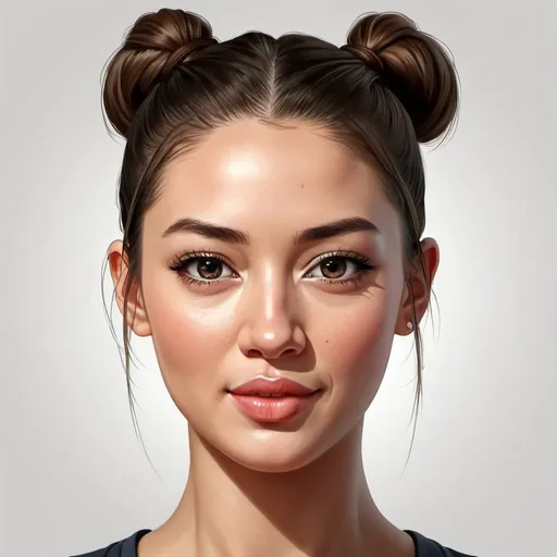 Prompt: vector art of oblong face shape women with a center-parted ponytail haircut, hyper realistic