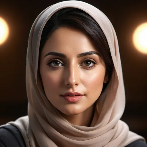 Prompt: Photorealistic beautiful nazanin boniadi in hijab kneeling, incredible composition, chiaroscuro lighting, octane render, 8K resolution, photorealistic concept, soft natural light, volumetric lighting, cinematic aesthetic, symmetrical perfect eyes, hyper detailed, ultra real, 32k, photographic quality, soft skin, hyper realistic, studio lighting, detailed skin, ultra realistic, bokeh, sharp features
