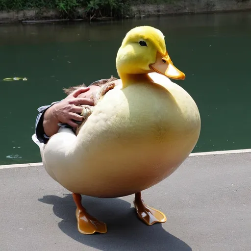 Prompt: The disgusting result of the fusion of a duck and a man