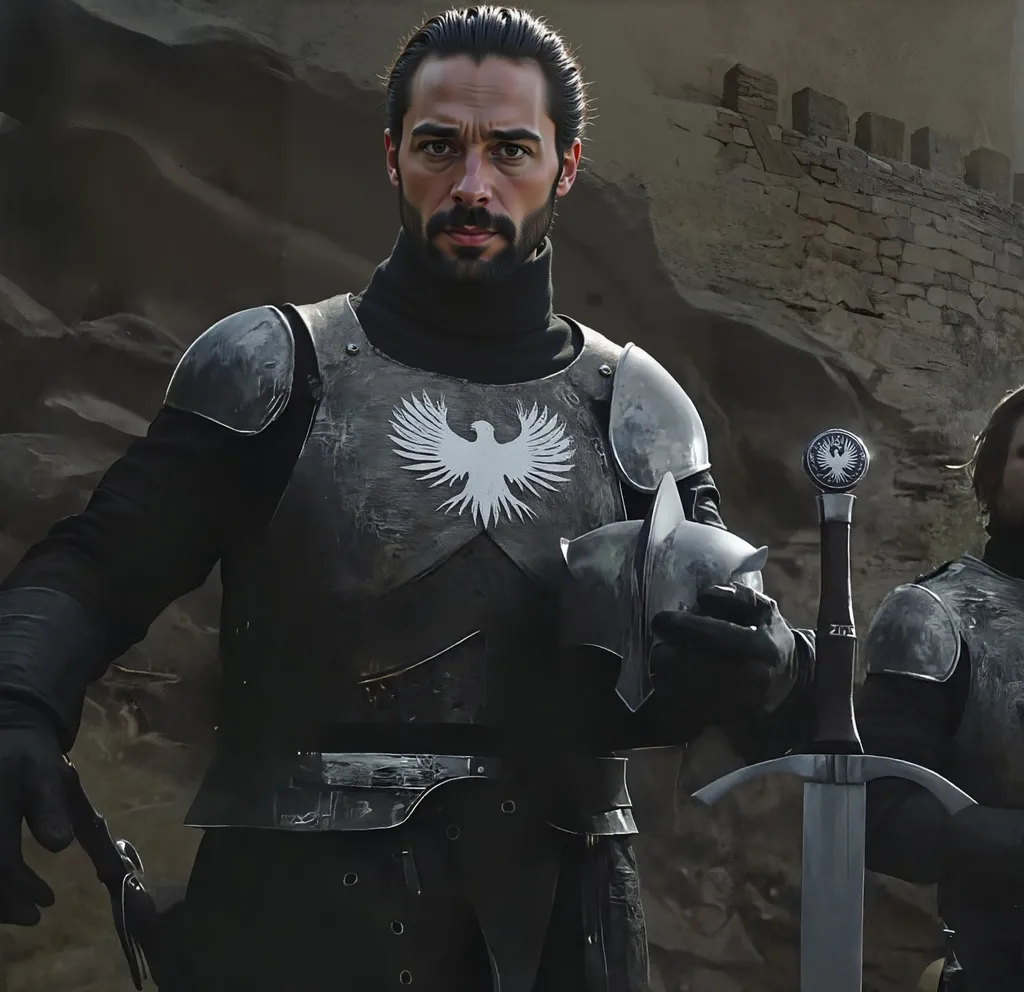 Prompt: Replace the face of this knight with @FYvKbnROnf6vBSdKl3bi 